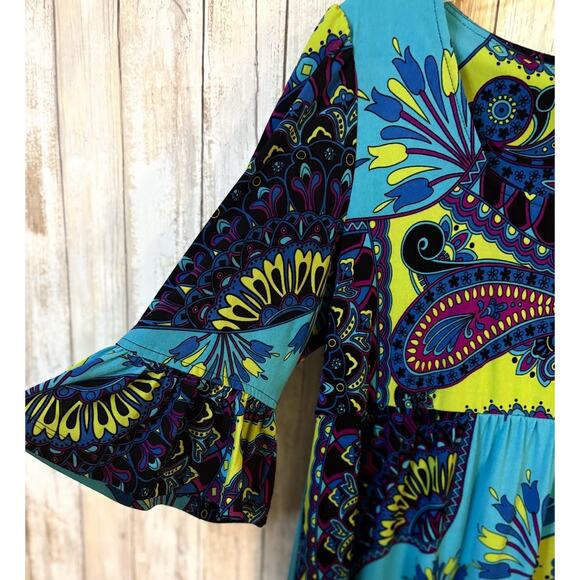 Ronnie Nicole Boho Paisley Print Dress Size 12 - Excellent - Picture 4 of 9